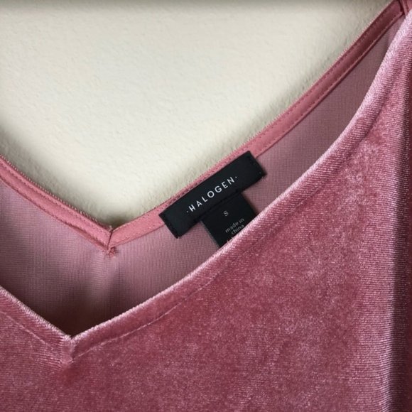 HALOGEN Pink V-Neck Tank Top Velvet Small - Picture 3 of 5